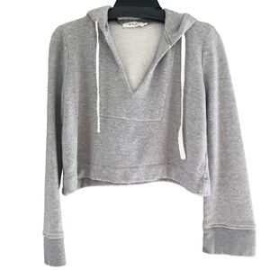 A.L.C. On Duty Gray Declan Cropped Hoodie Sweatshirt XS Cotton Chrissy Teigen
